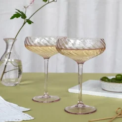 Rex London Scalloped coupe cocktail glasses 250ml (set of 2) - Pink Best