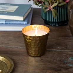 Rex London Scented candle - Gold tone hammered metal Clearance
