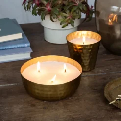Rex London Scented candle - Gold tone hammered metal Clearance