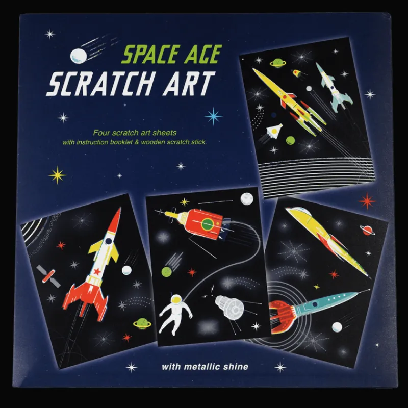 Rex London Scratch art set (4 sheets) - Space Age Hot