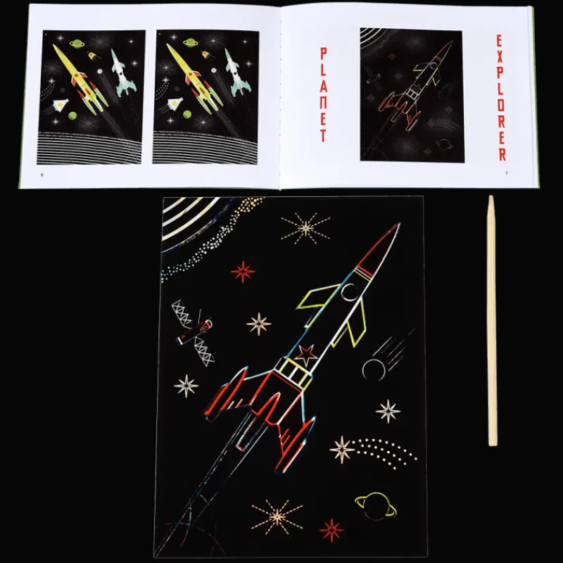 Rex London Scratch art set (4 sheets) - Space Age Hot