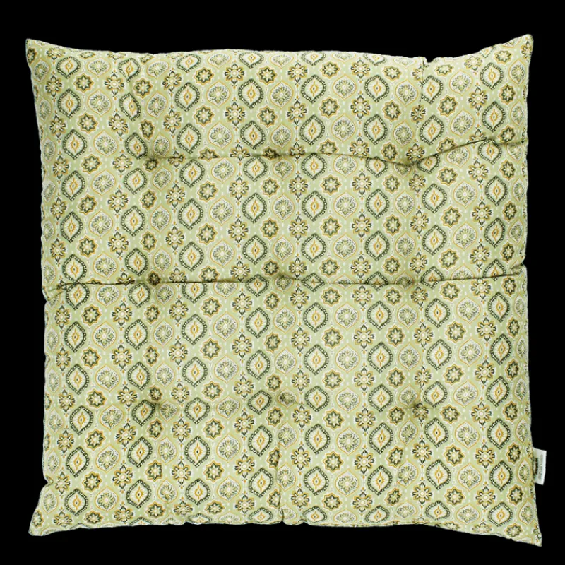 Rex London Seat pad cushion (37x37cm) - Green blockprint Outlet