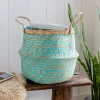 Rex London Small seagrass belly basket - Turquoise Best