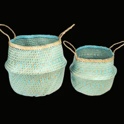 Rex London Small seagrass belly basket - Turquoise Best