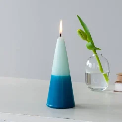 Rex London Small two-colour cone candle - Dark blue-mint green Best