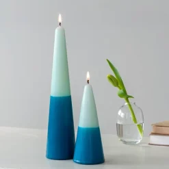 Rex London Small two-colour cone candle - Dark blue-mint green Best