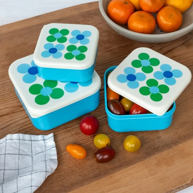 Rex London Snack boxes (set of 3) - Blue and Green Daisy Sale
