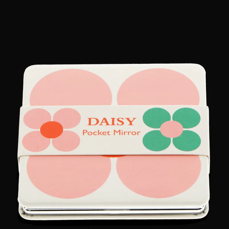 Rex London Square pocket mirror - Pink and green Daisy Clearance