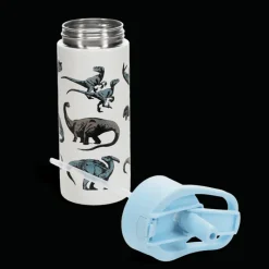 Rex London Stainless steel bottle with push button lid 500ml - Dinosaur Best