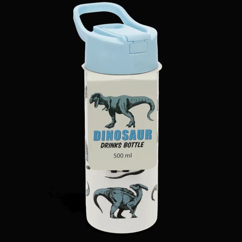 Rex London Stainless steel bottle with push button lid 500ml - Dinosaur Best