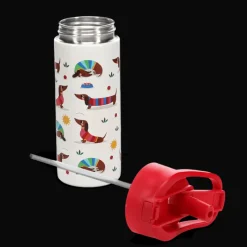 Rex London Stainless steel bottle with push button lid 500ml - Sunny Sausage Dog Online