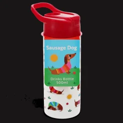 Rex London Stainless steel bottle with push button lid 500ml - Sunny Sausage Dog Online