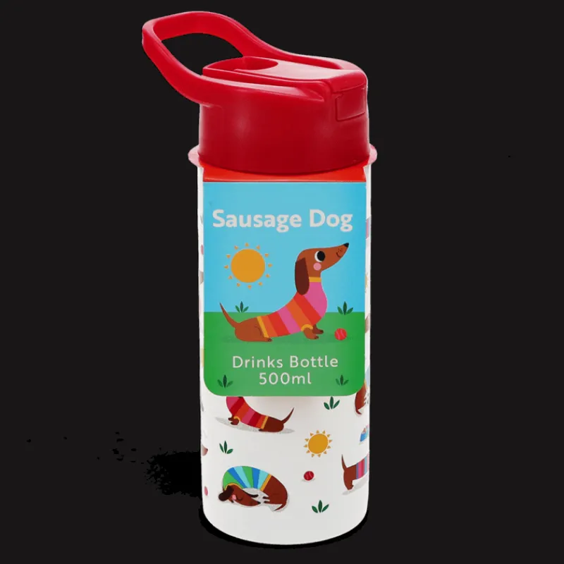 Rex London Stainless steel bottle with push button lid 500ml - Sunny Sausage Dog Online