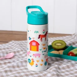 Rex London Stainless steel bottle with push button lid 500ml - Farmyard Online