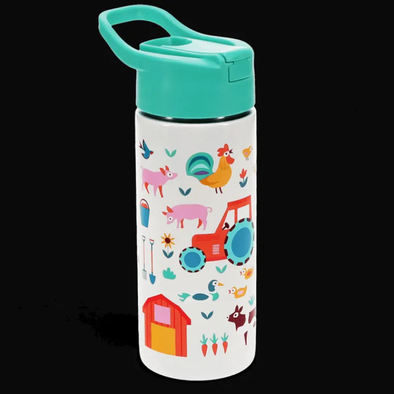 Rex London Stainless steel bottle with push button lid 500ml - Farmyard Online