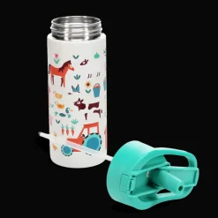Rex London Stainless steel bottle with push button lid 500ml - Farmyard Online