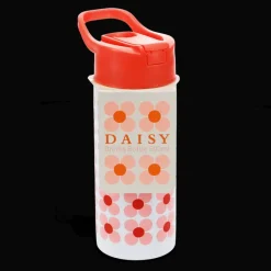 Rex London Stainless steel bottle with push button lid 500ml - Pink daisy Outlet