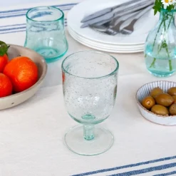 Rex London Stemmed Hand blown bubble glass - Blue Sale