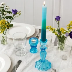 Rex London Tall glass candle holder - Blue Outlet