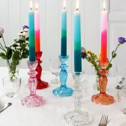 Rex London Tall glass candle holder - Clear Hot