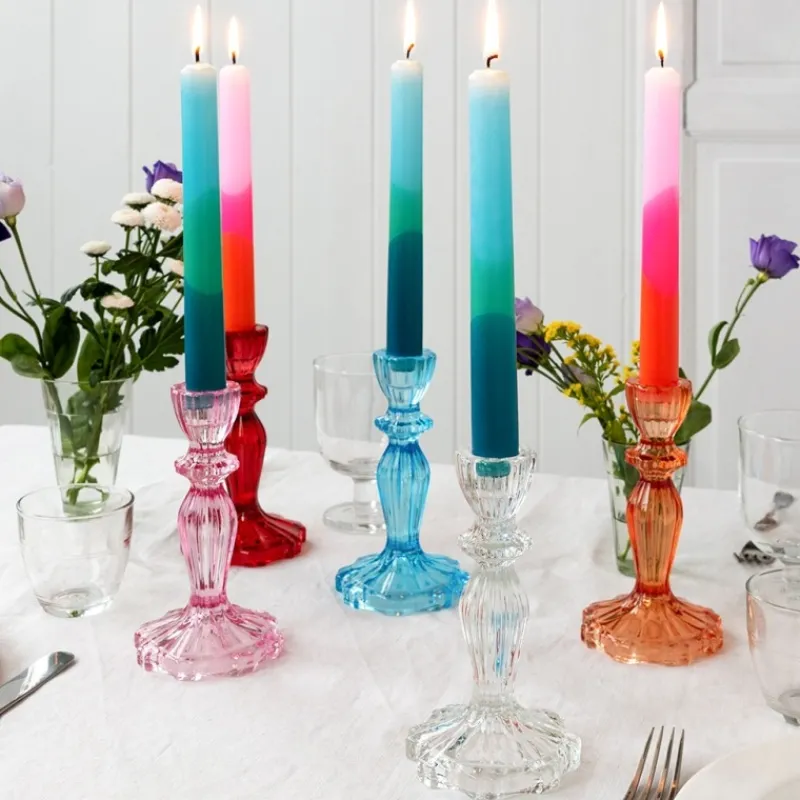 Rex London Tall glass candle holder - Clear Hot