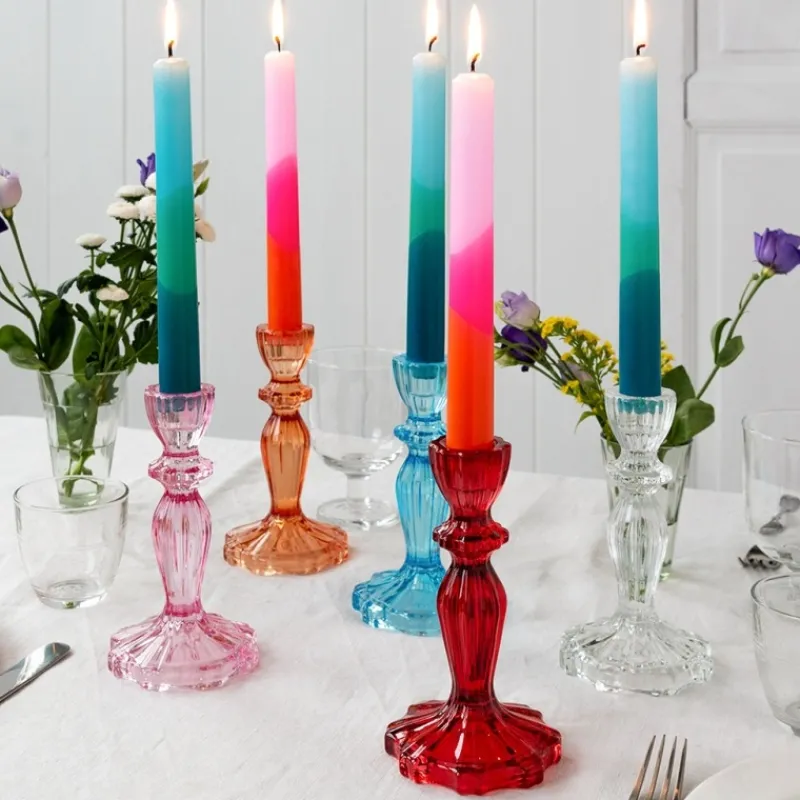 Rex London Tall glass candle holder - Red Hot