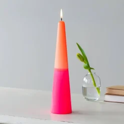 Rex London Tall two-colour cone candle - Pink-orange Clearance