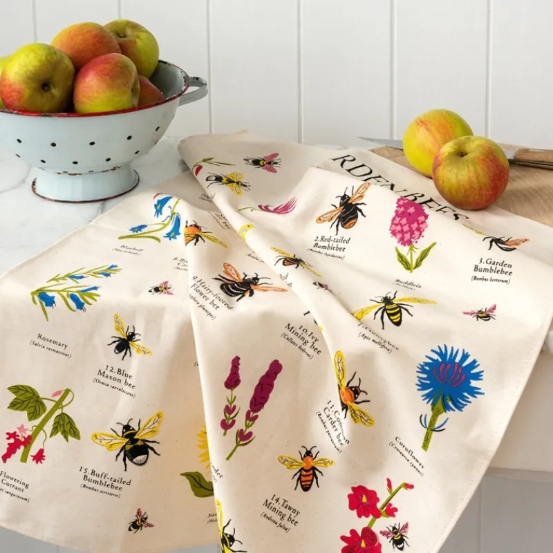 Rex London Tea towel - Garden Bees Best