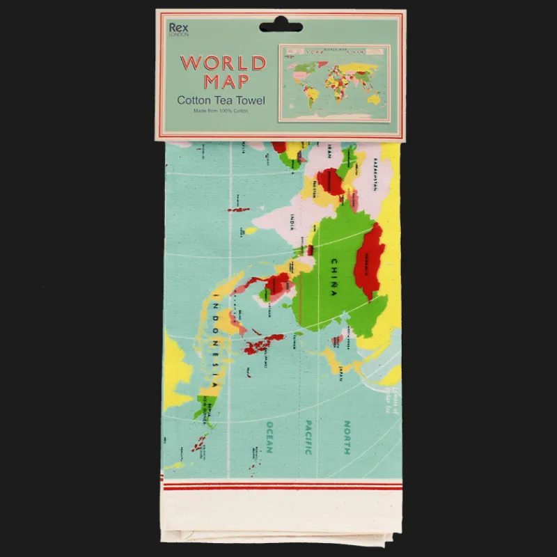 Rex London Tea towel - World Map Hot