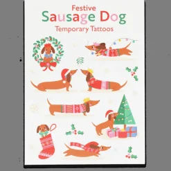 Rex London Temporary tattoos - Festive Sausage Dog Fashion