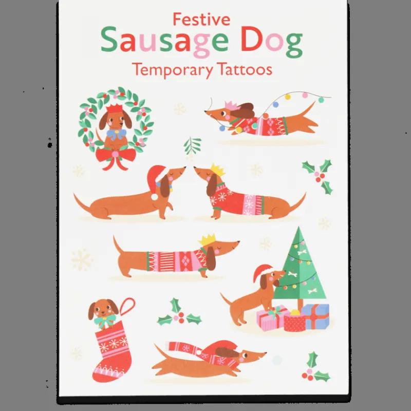 Rex London Temporary tattoos - Festive Sausage Dog Fashion