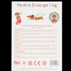 Rex London Temporary tattoos - Festive Sausage Dog Fashion
