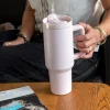 Rex London Travel tumbler with handle (1.2Ltr) - Light pink Outlet