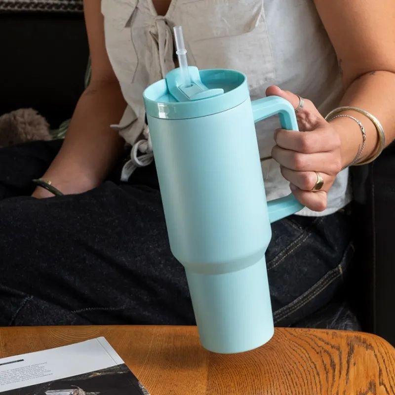 Rex London Travel tumbler with handle (1.2Ltr) - Eggshell blue New