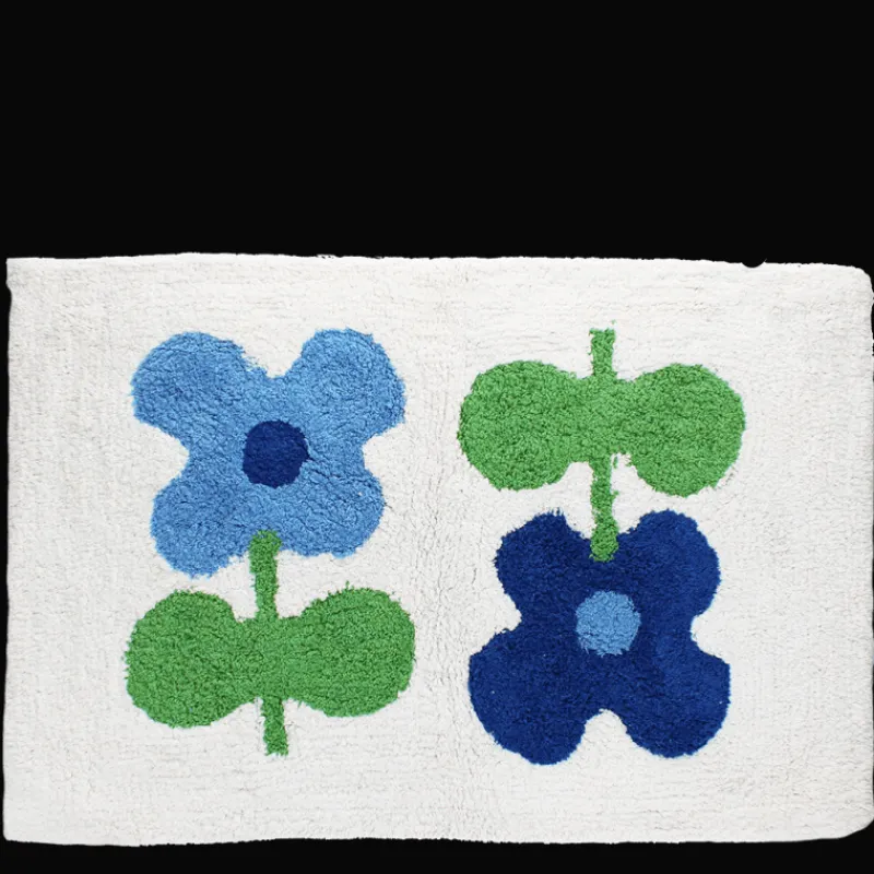 Rex London Tufted cotton bath mat - Blue flowers Clearance