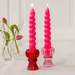 Rex London Twisted candles (pack of 2) - Bright pink Fashion