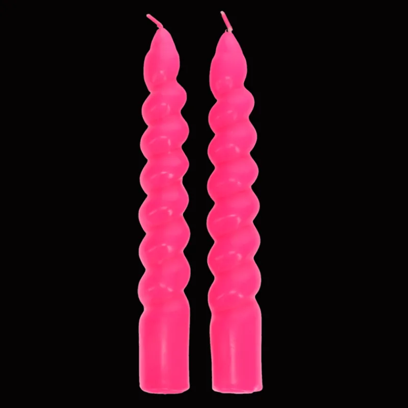 Rex London Twisted candles (pack of 2) - Bright pink Fashion