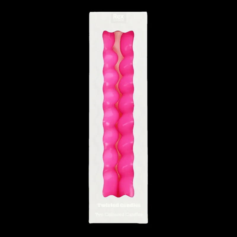 Rex London Twisted candles (pack of 2) - Bright pink Fashion