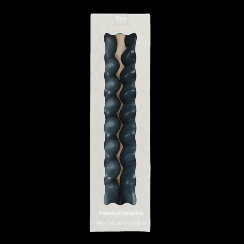 Rex London Twisted candles (pack of 2) - Dark grey Outlet