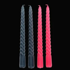 Rex London Twisted candles (pack of 4) - Dark grey and pink Online