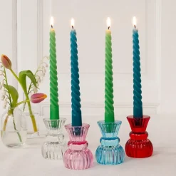 Rex London Twisted candles (pack of 4) - Green and blue Clearance
