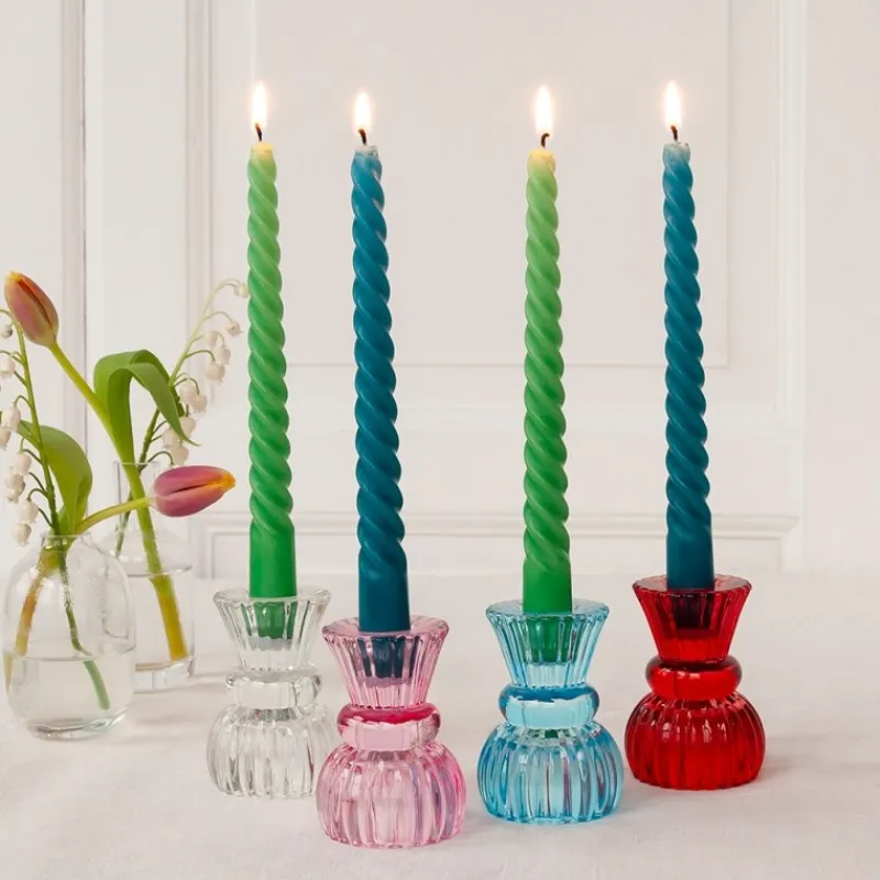 Rex London Twisted candles (pack of 4) - Green and blue Clearance