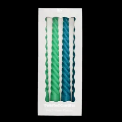 Rex London Twisted candles (pack of 4) - Green and blue Clearance