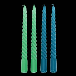 Rex London Twisted candles (pack of 4) - Green and blue Clearance