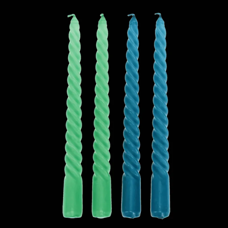 Rex London Twisted candles (pack of 4) - Green and blue Clearance