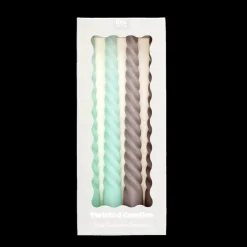 Rex London Twisted candles (pack of 4) - Mint green and taupe Discount