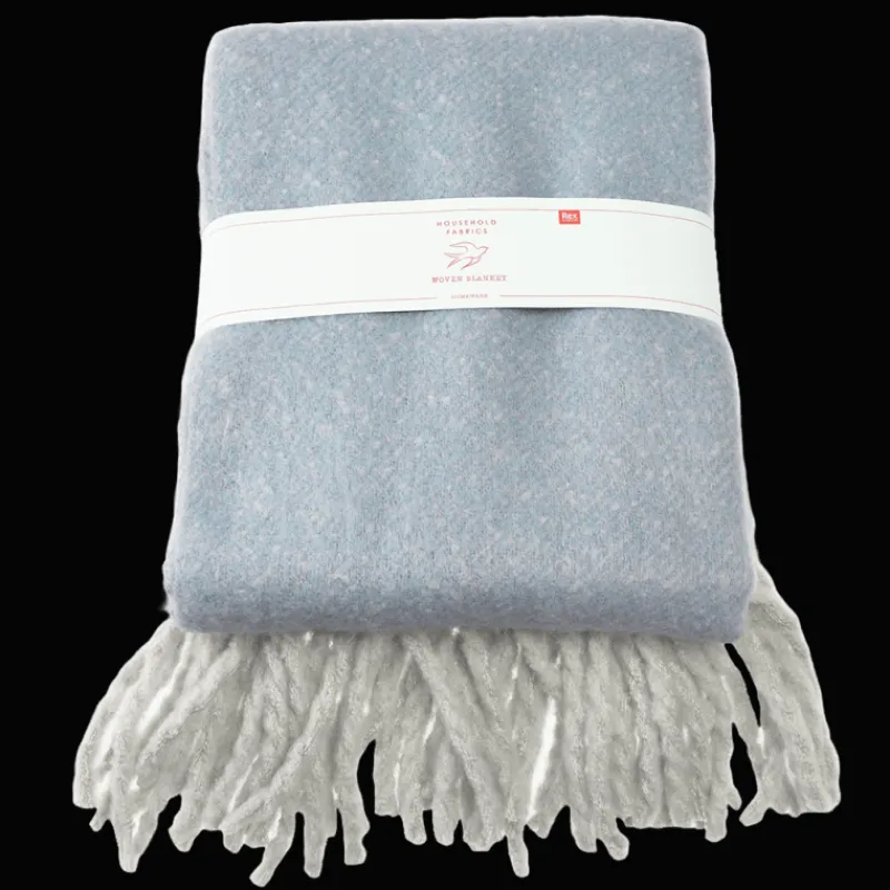 Rex London Ultra soft woven blanket (127 x 152cm) - Light blue Sale