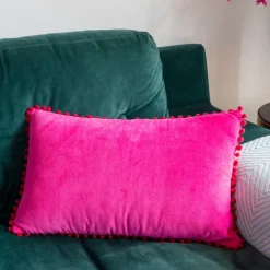 Rex London Velvet pom pom cushion - Pink Best