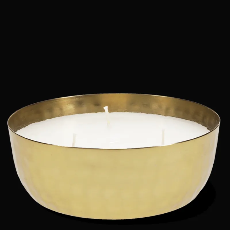 Rex London 3-wick scented candle bowl - Gold tone hammered metal Clearance