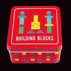 Rex London Wooden building blocks in a tin Clearance